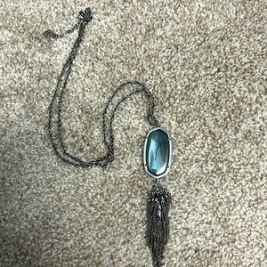 Kendra Scott Gunmetal Rayne Tassel Necklace